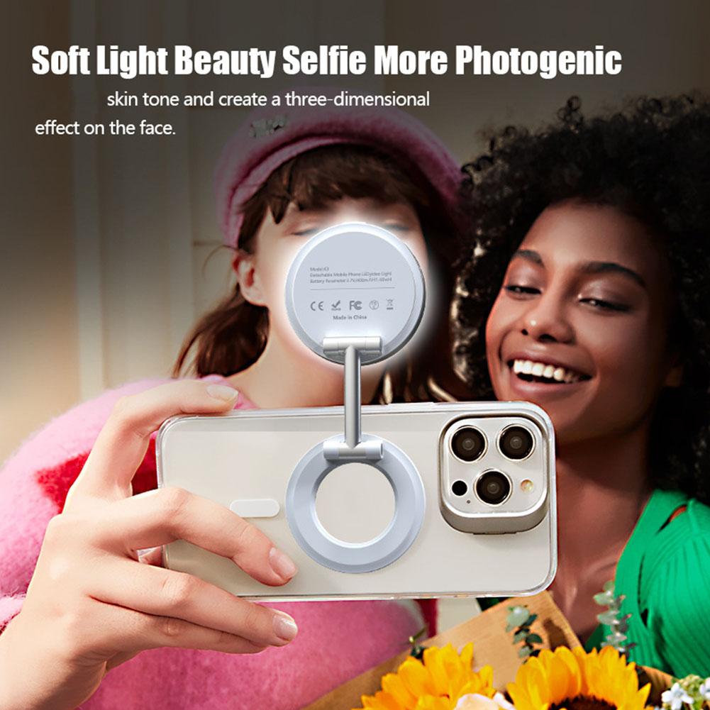 Makeup Photography Lighting - 2in1 Foldable Magnetic Phone Holder Rechargeable