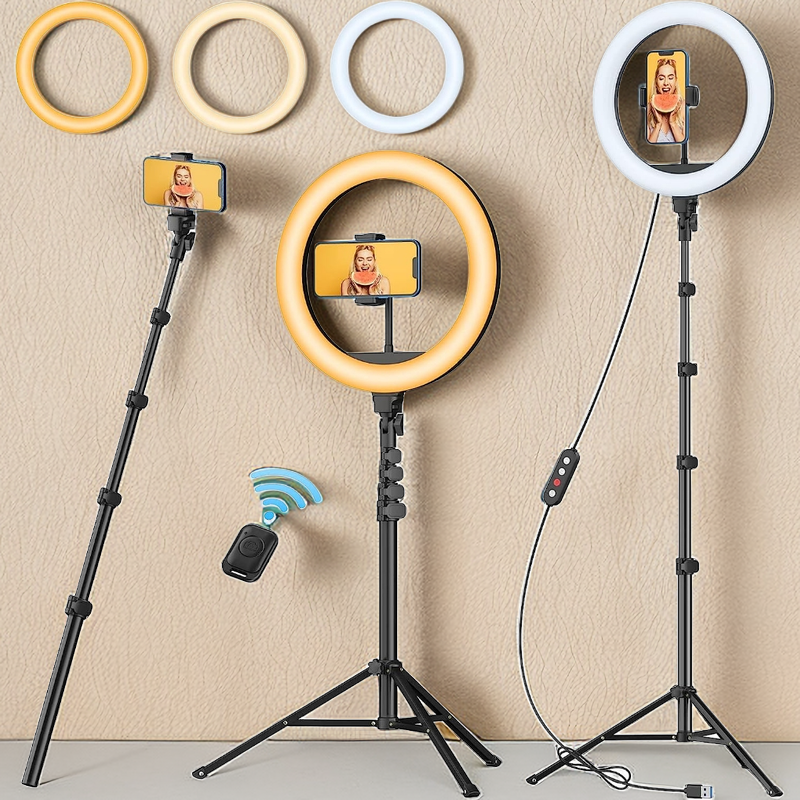 Makeup Photography Lighting - 12’’Selfie Ring Light with Adjustable Tripod