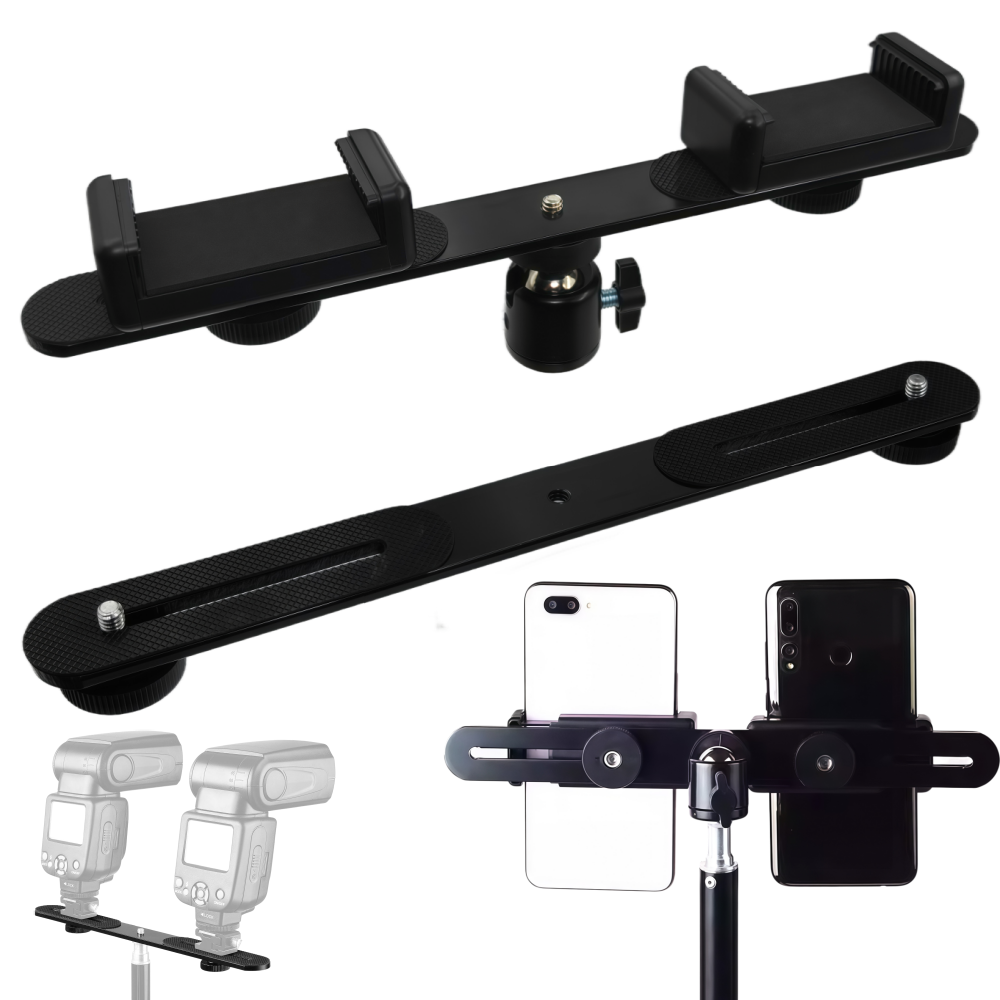 1/4'' Dual Flash Bracket Mount – обзор и цена Photography Video Lighting Kit With Adjustable Tripod Stand