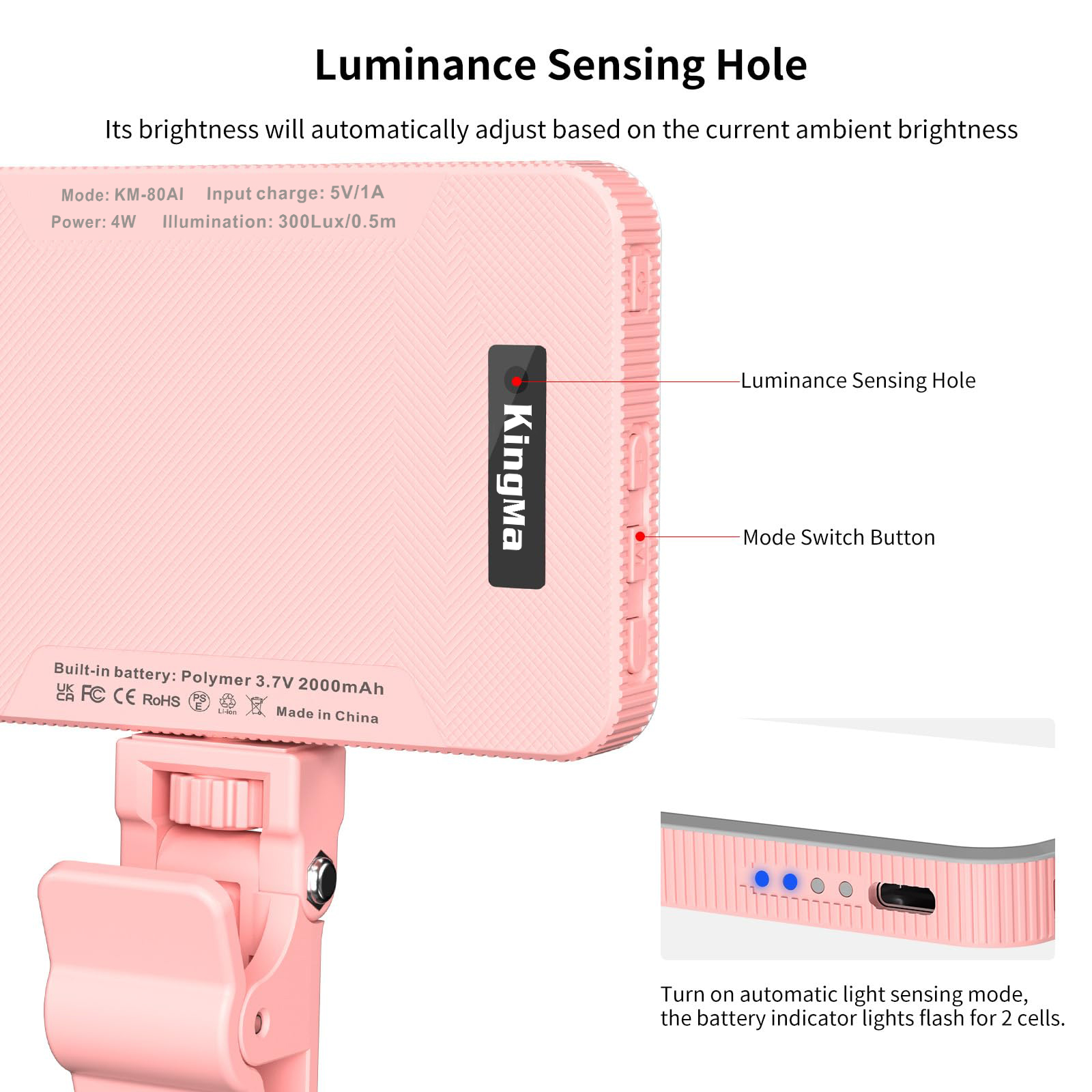 King Ma Pink Rechargeable Self – обзор и цена Makeup Photography Lighting
