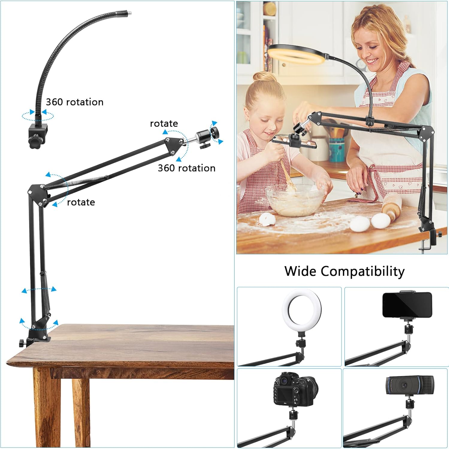 Ring Light with Stand and Phon – обзор и цена Photography Video Lighting Kit With Adjustable Tripod Stand