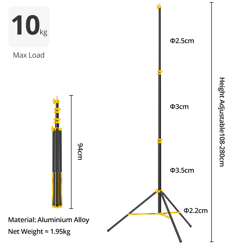 AMBITFUL GM280Y 280cm Professi – обзор и цена Photography Video Lighting Kit With Adjustable Tripod Stand
